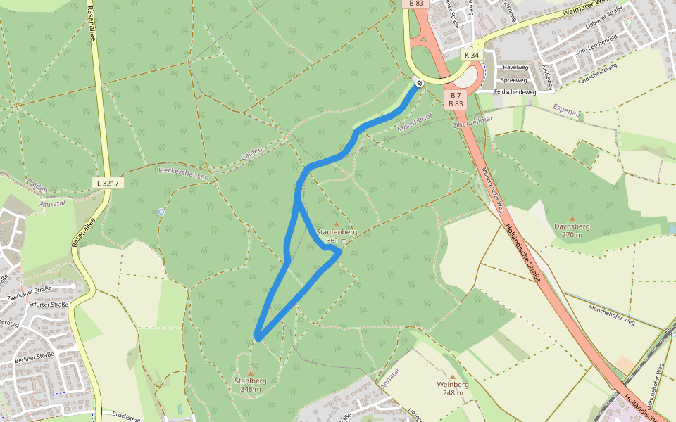 Espernau, Rundweg 1 walking route map in Espenau