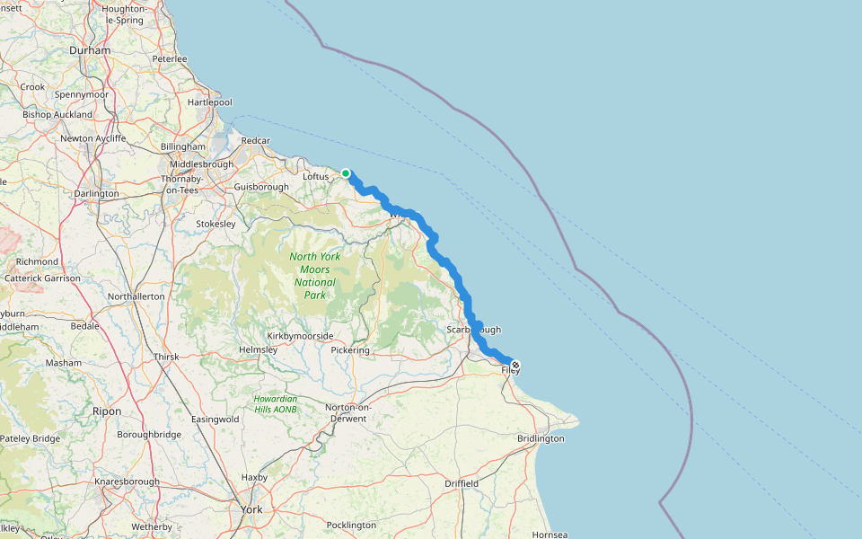 Cleveland Way (Staithes to Filey) walking route map in Staithes