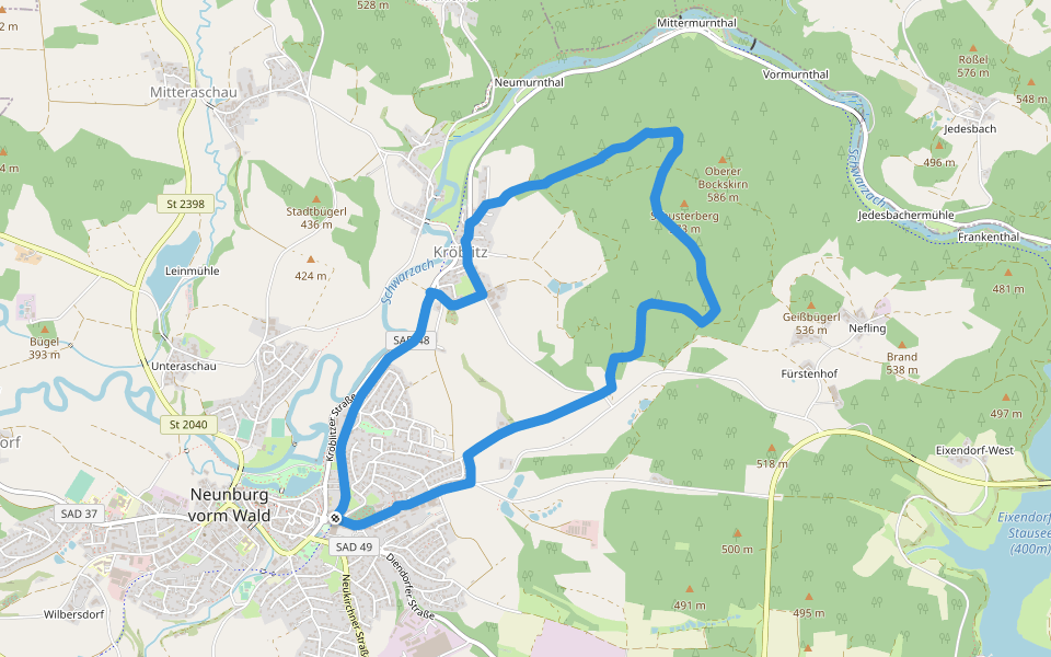 Boxkirnweg walking route map in Neunburg vorm Wald