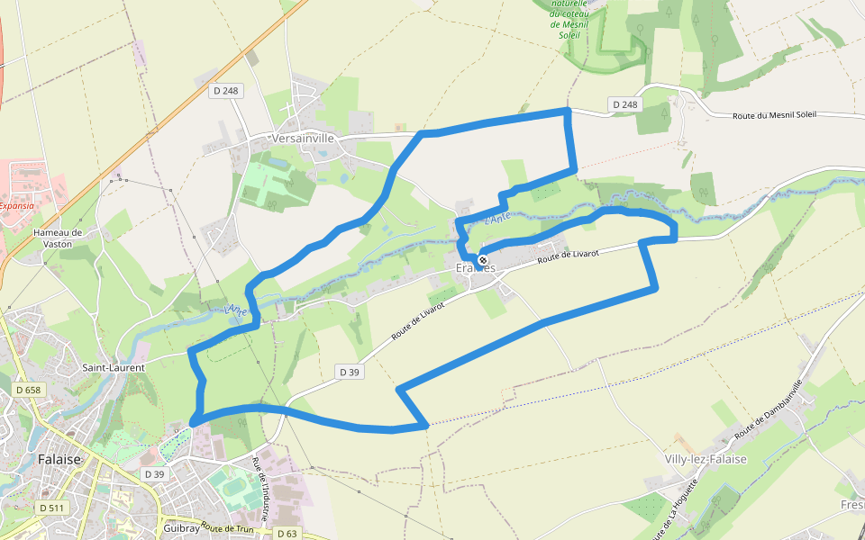 Circuit de la Vallée de l'Ante walking route map in Eraines