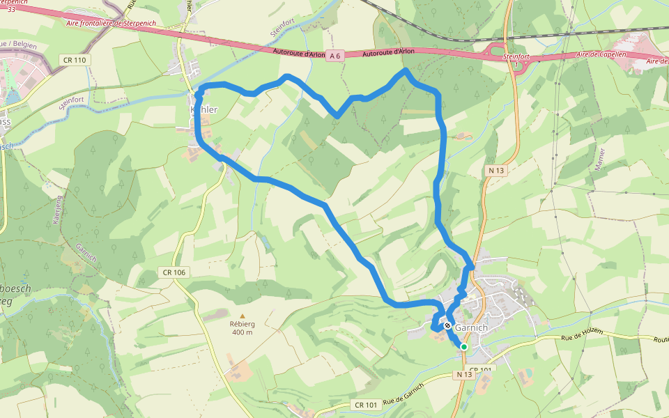 Auto-Pédestre Garnich walking route map in Garnich