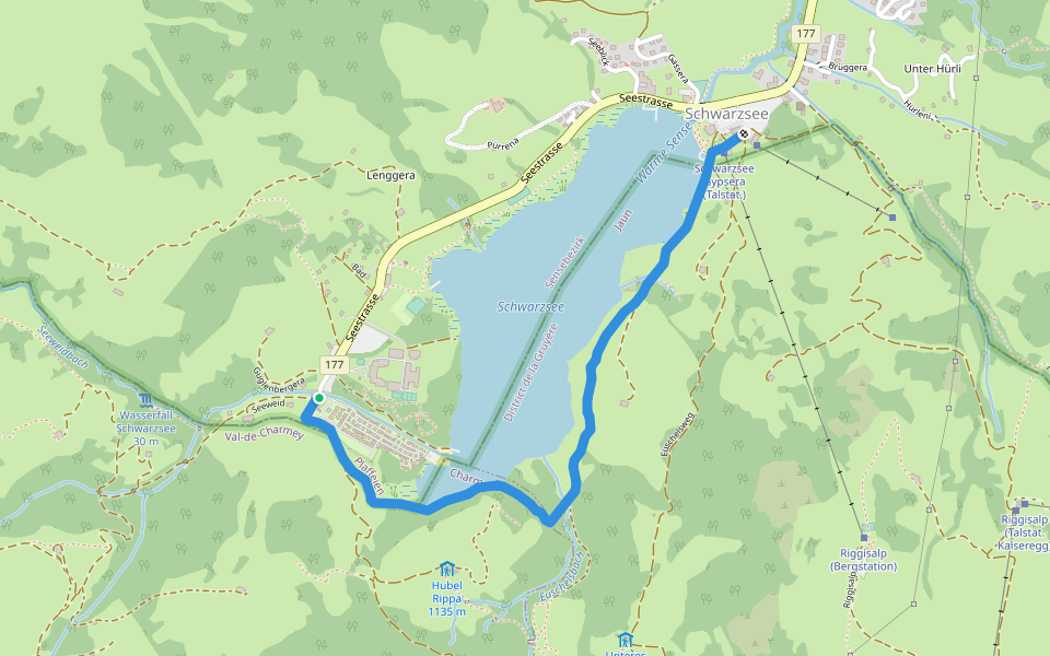 Schwarzsee Bad Seeweid - Schwarzsee Gypsern walking route map in Schwarzsee
