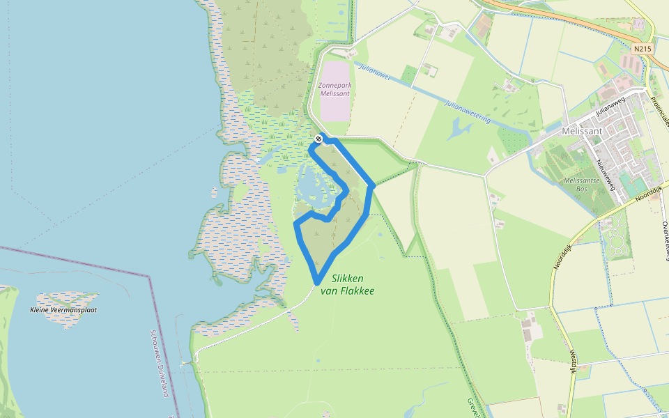 Blauw walking route map in Melissant