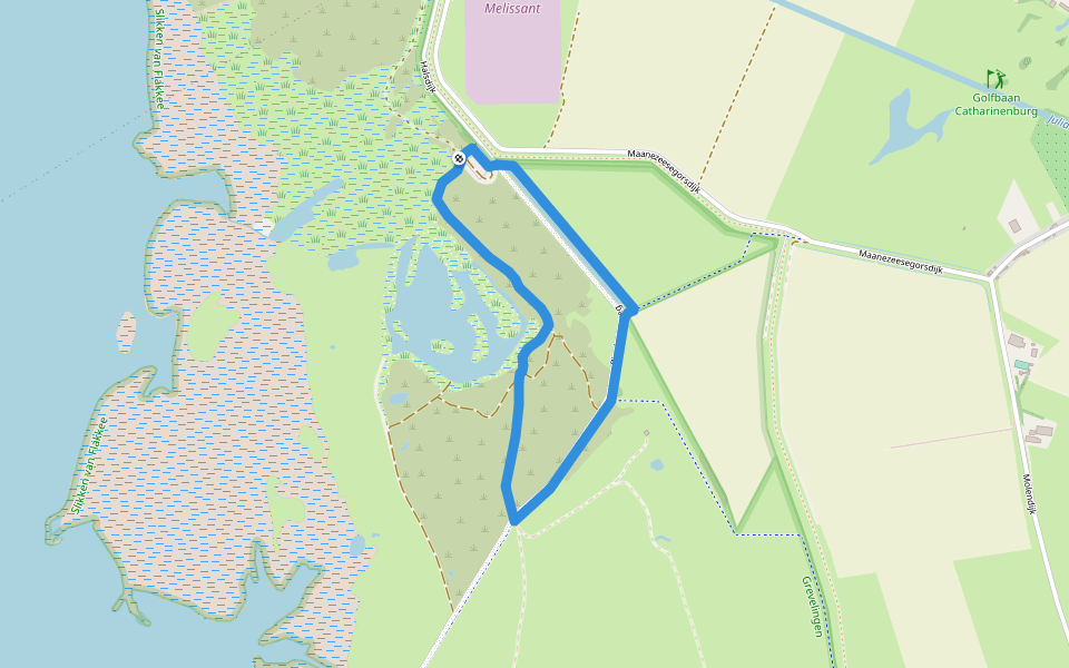 Geel walking route map in Melissant