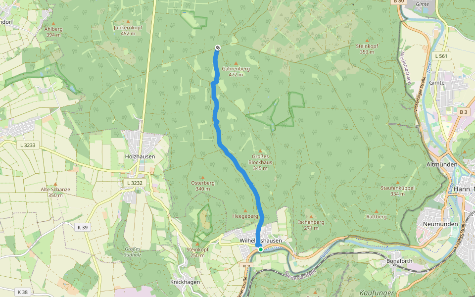 Steinköhlerpfad walking route map in Fuldatal