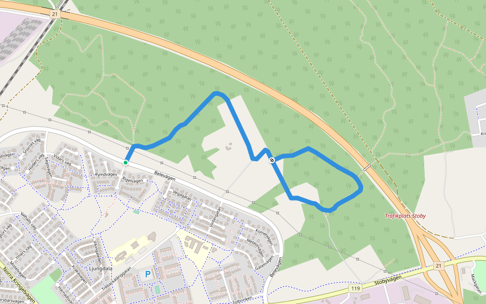 Belerundan 3,5 km walking route map in Hässleholm