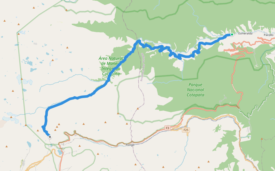 El Choro walking route map in Huarinilla