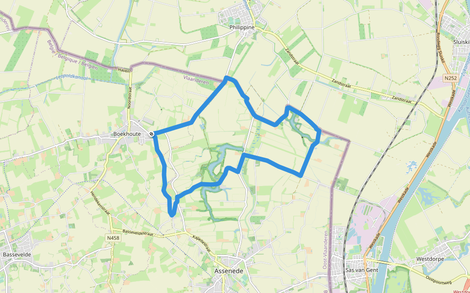 Posthoorn Wandelroute walking route map in Assenede