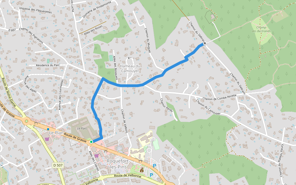 Le Castellas walking route map in Roquefort-les-Pins