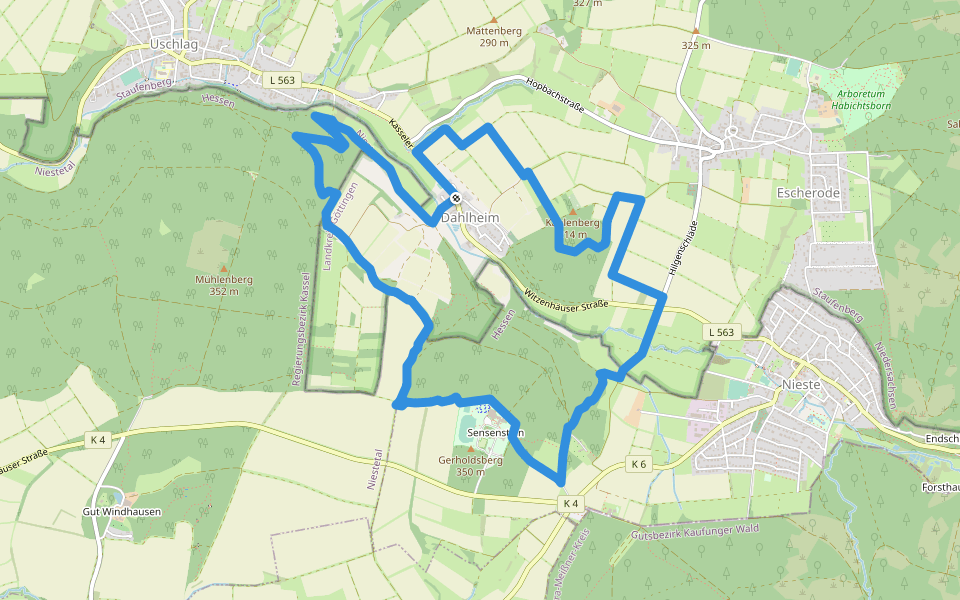 Dahlheimer 700-Jahre- Panoramaweg walking route map in Staufenberg
