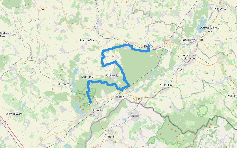 [Ž] Hodonín, Milotice walking route map in Hodonín