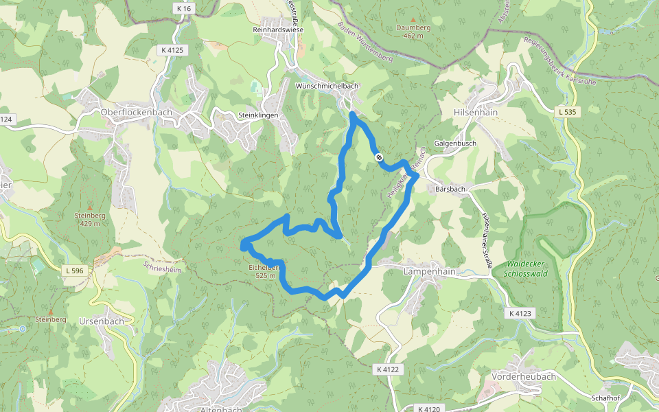 Rundwanderweg Bärsbacher Weg 2: Eichelberg-Weg walking route map in Weinheim