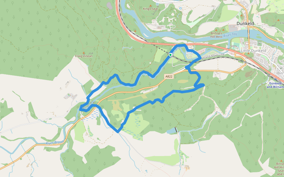 Braan Path walking route map in Inver