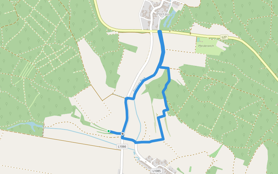 Kreisgrabenweg walking route map in Porrau
