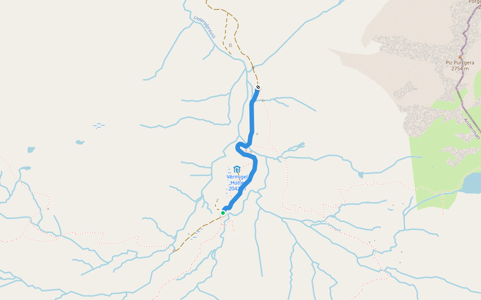 Sunnsbühl - Vermigel walking route map in Andermatt