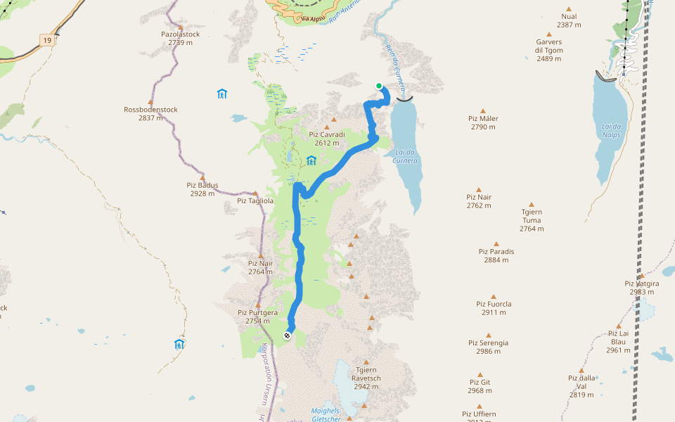 Maighelspass - fixme walking route map in Tujetsch