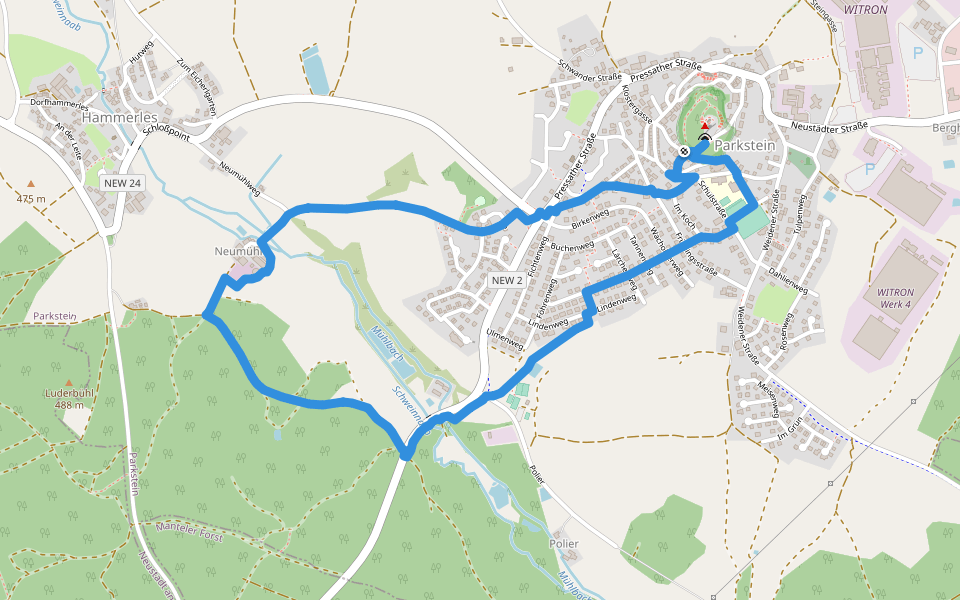 Parkstein Ringweg 5 walking route map in Parkstein