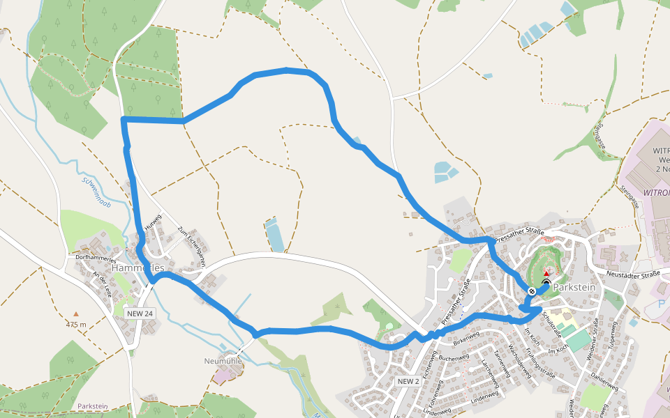 Parkstein Ringweg 6 walking route map in Parkstein