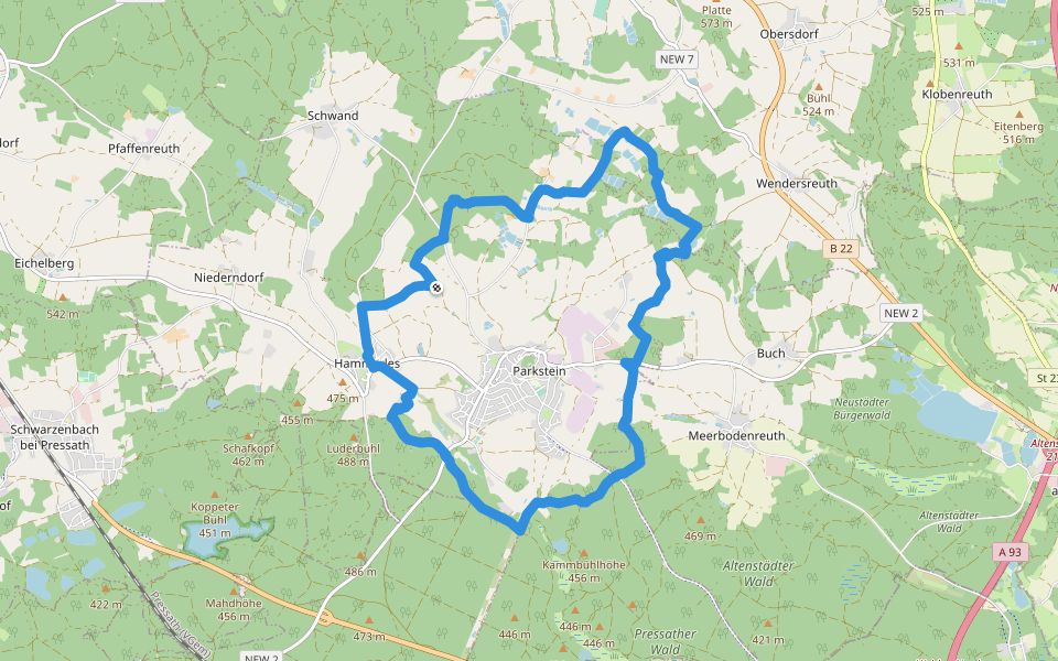 Parkstein Äußerer Ringweg walking route map in Parkstein
