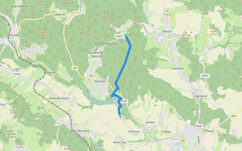 [M] Aleje - Hájemství walking route map in Vítězná