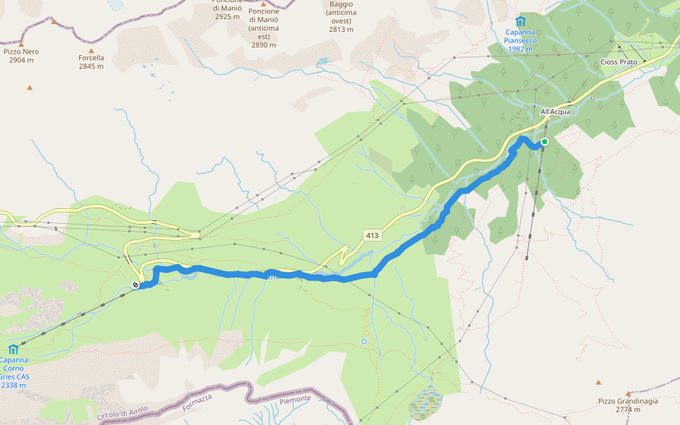 Alla Baita-Alpe di Cruina walking route map in Bedretto