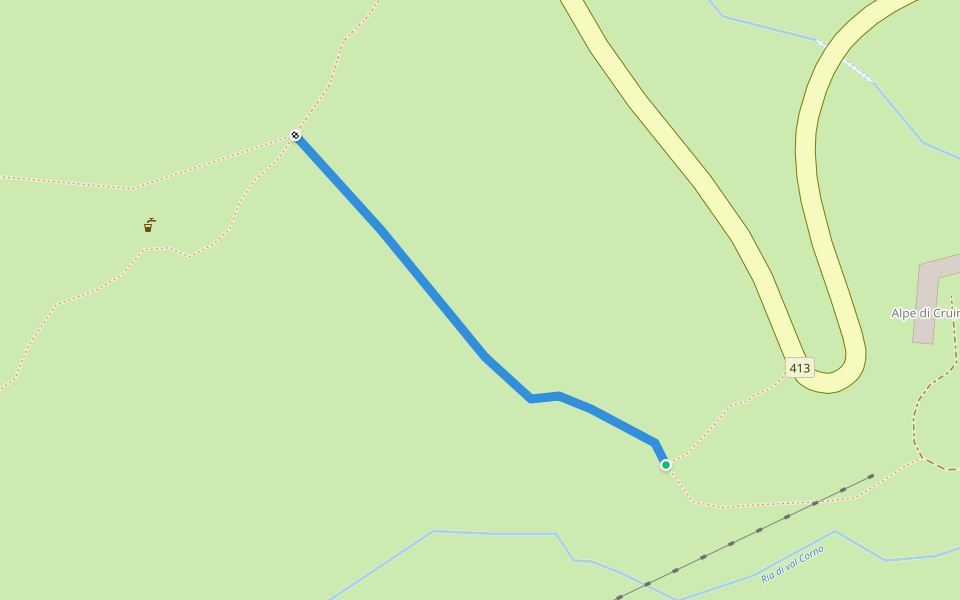 Alpe di Cruina-Capanna Corno Gris walking route map in Bedretto