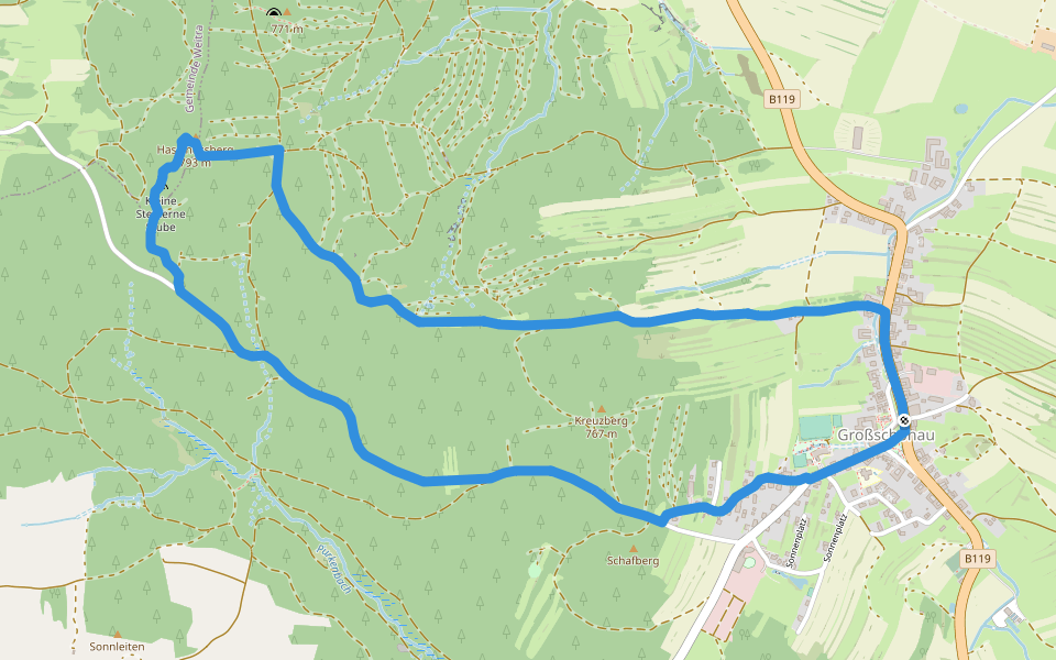 Steinernestubenweg walking route map in Großschönau