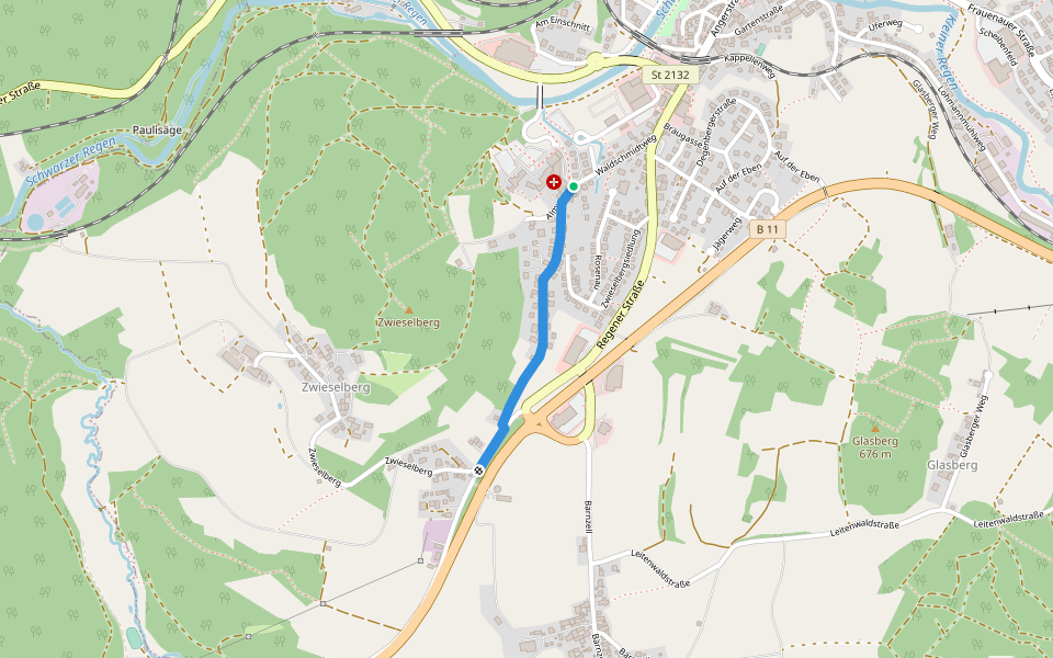 Rundwanderweg 3 walking route map in Zwiesel