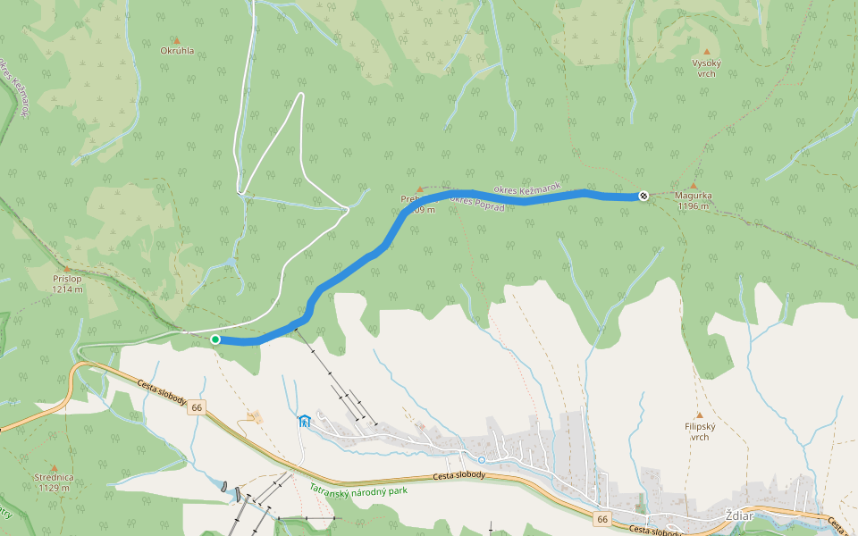 Spišská Magura walking route map in Ždiar