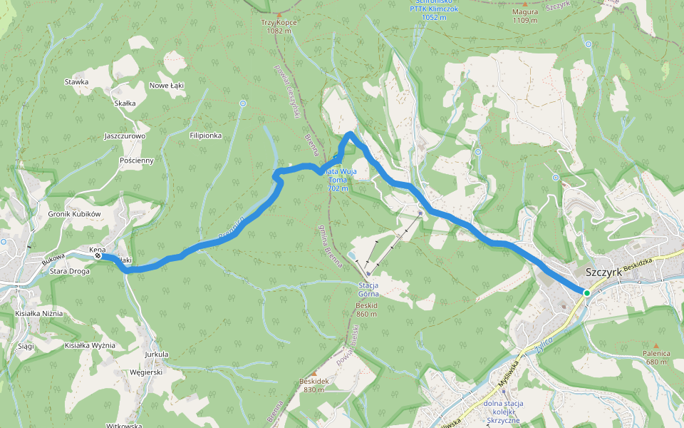 Brenna - Szczyrk walking route map in Szczyrk