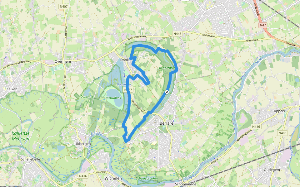 Bareldonkpad nr 16 walking route map in Berlare