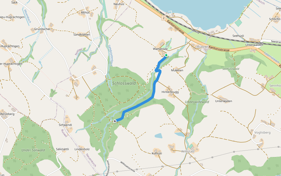 Schloss Wartensee - Schlosswald walking route map in Sempach