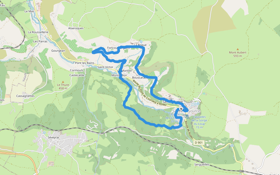 La Vallée du Créneau walking route map in Salles-la-Source