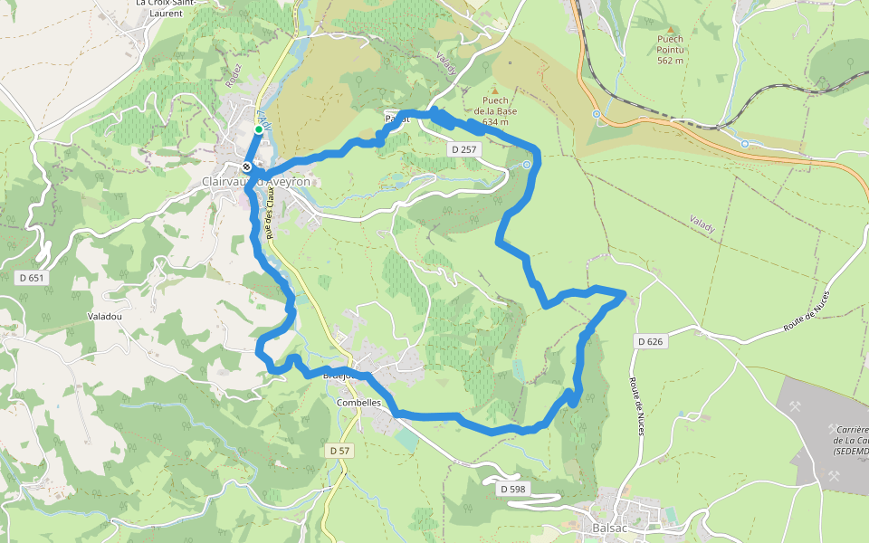 Le Puech du Puot walking route map in Clairvaux-d'Aveyron
