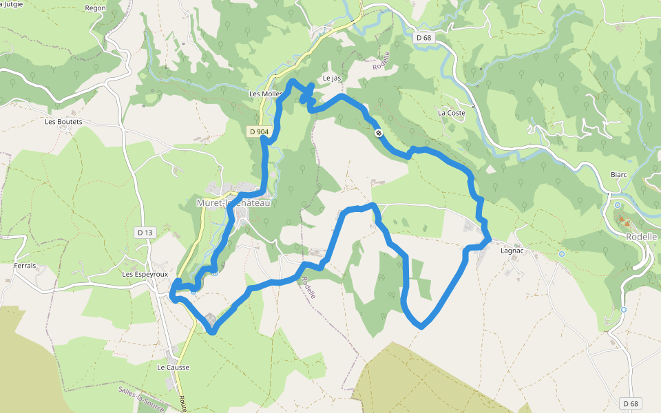 Les Corniches des Douzes walking route map in Muret-le-Château