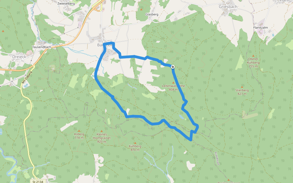 Leitenwaldrunde (23) walking route map in Zwiesel