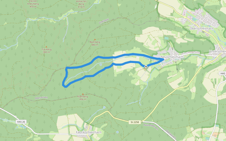 Wanderweg Aurachquelle walking route map in Oberaurach