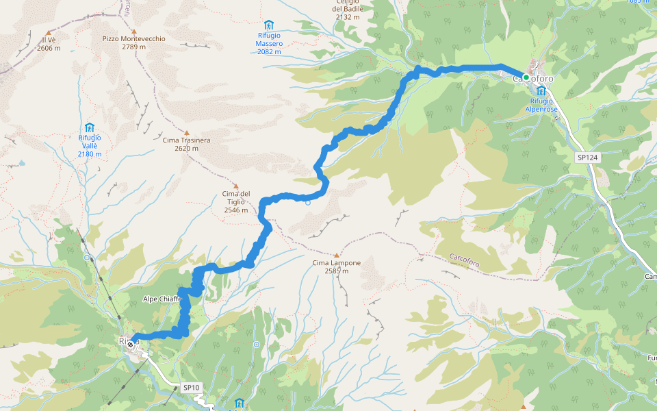 GTA: Carcoforo - Rima walking route map in Carcoforo