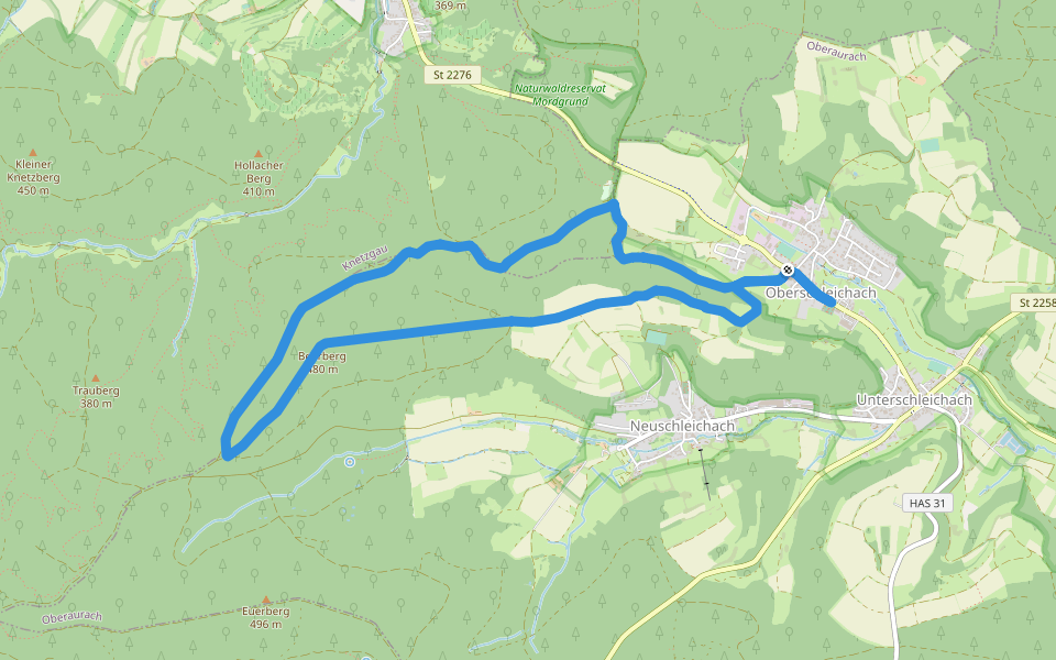 Wanderweg Rennerkreuz walking route map in Oberaurach
