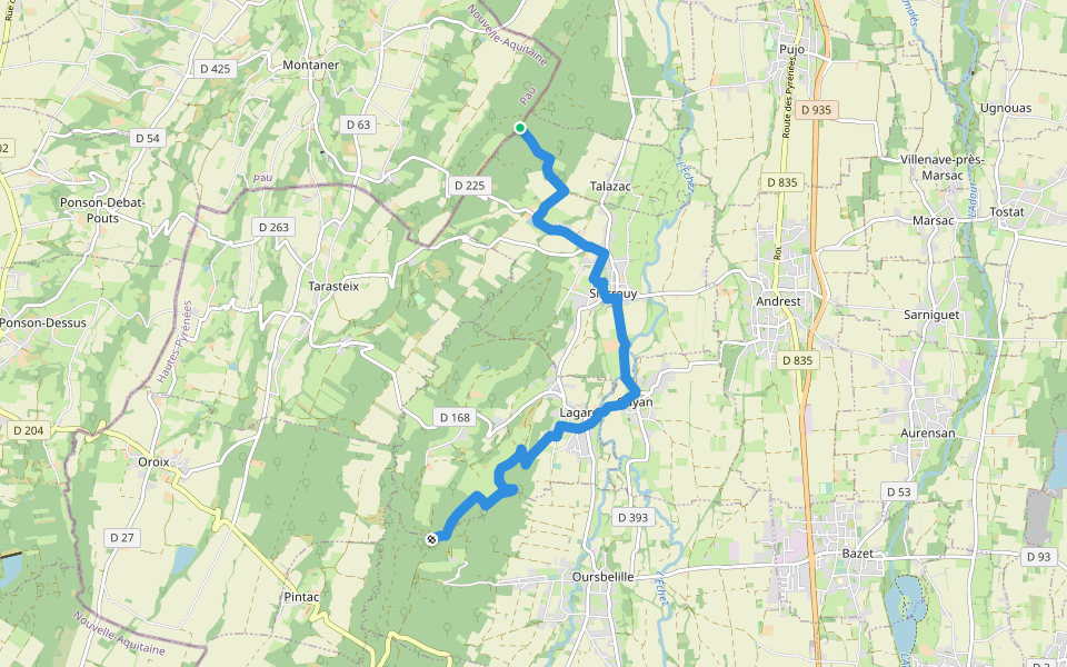 Variante GR 101 walking route map in Siarrouy