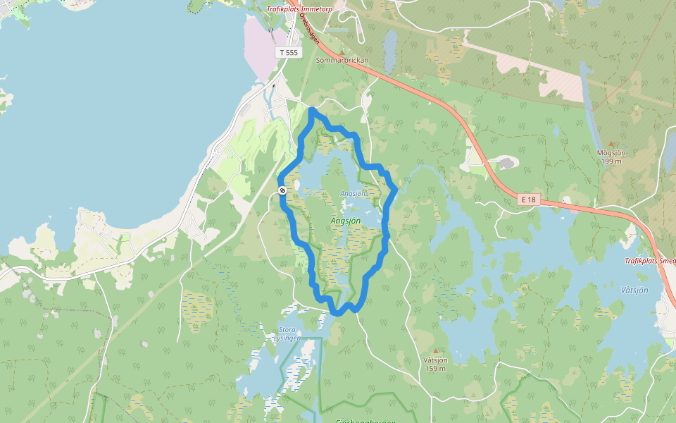 Angsjöleden walking route map in Karlskoga