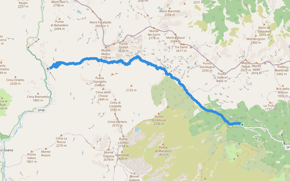 GTA: Le Fondo - Piamprato walking route map in Fondo