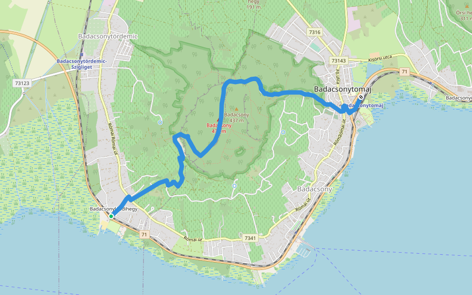 S (Badacsony-Lábdihegy v.mh. – Badacsony, Kuruc-körút – Klastrom-kút - Badacsonytomaj, vá.) walking route map in Badacsonytördemic