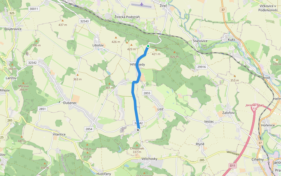 [Z] Hřibojedy - Nouzov walking route map in Hřibojedy