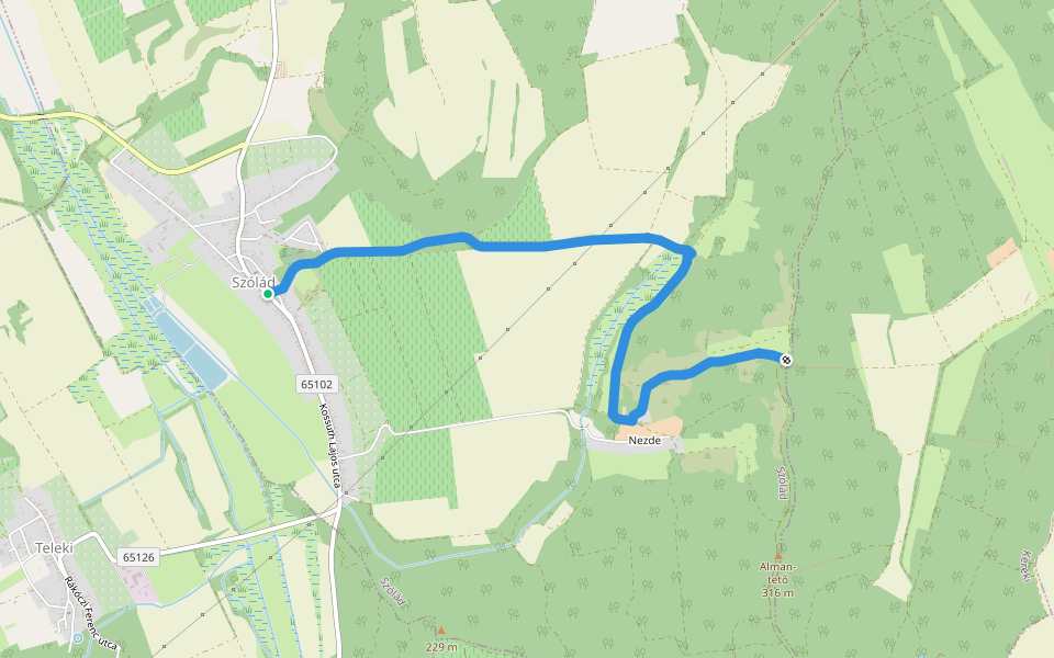 P▲ (Szólád – DDP) walking route map in Szólád