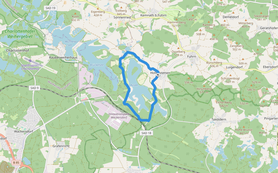Auseeweg walking route map in Neunburg