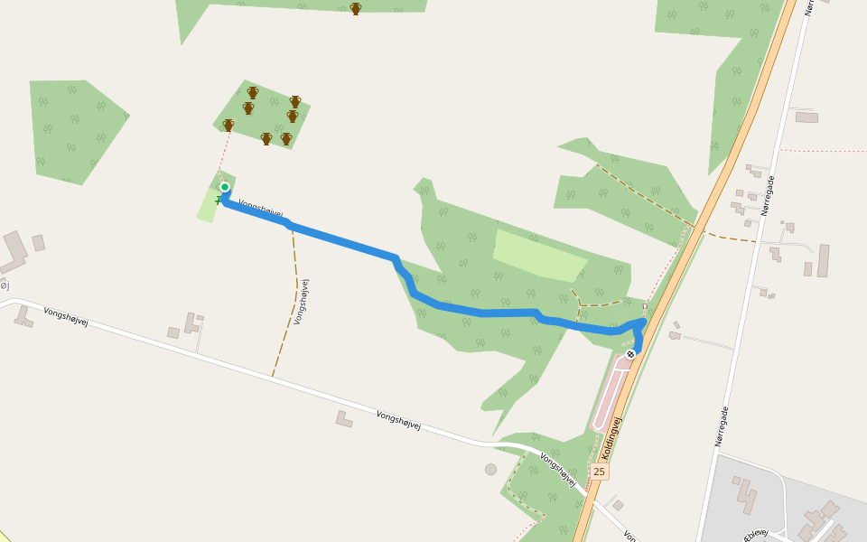 Sti til Vongshøj walking route map in Løgumkloster