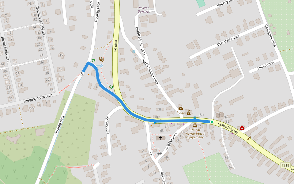 Z+ (Felsőörs, templom) walking route map in Felsőörs