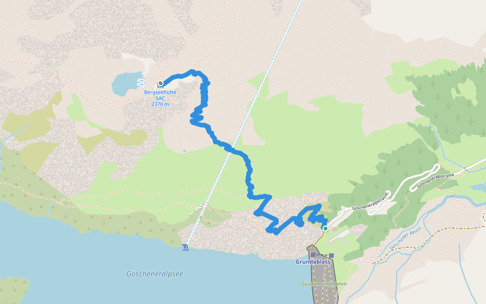 Göscheneralp-Bergsee walking route map in Göschenen