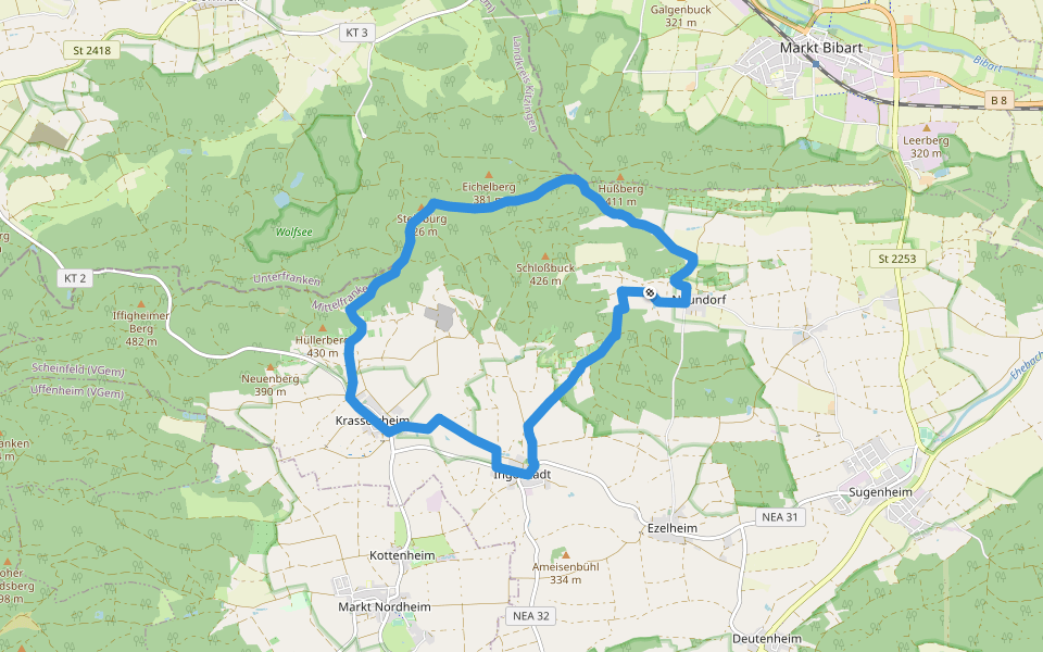 Sugenheim Rundweg SU3 walking route map in Sugenheim